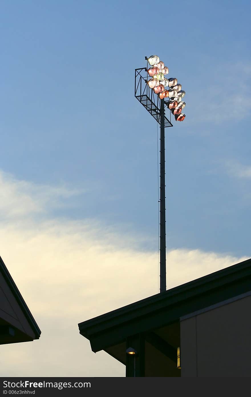 Illuminated lights in a stadium. Illuminated lights in a stadium