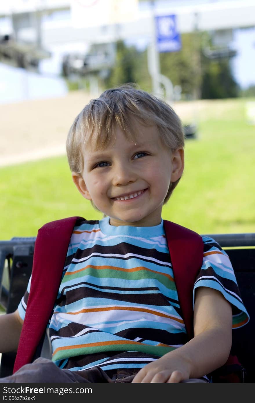 Smiling boy in a mountain