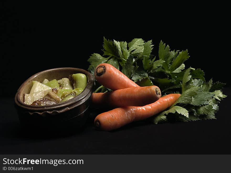 Still life of vegetables with flavoring. Still life of vegetables with flavoring