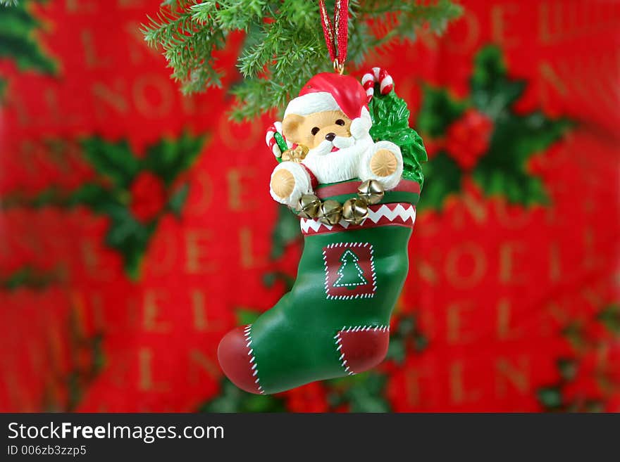 Christmas ornaments on white background