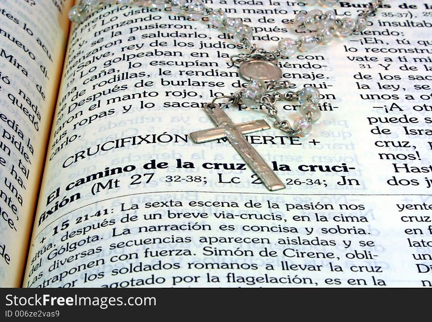 Bible opened with a heart and rosary. Bible opened with a heart and rosary