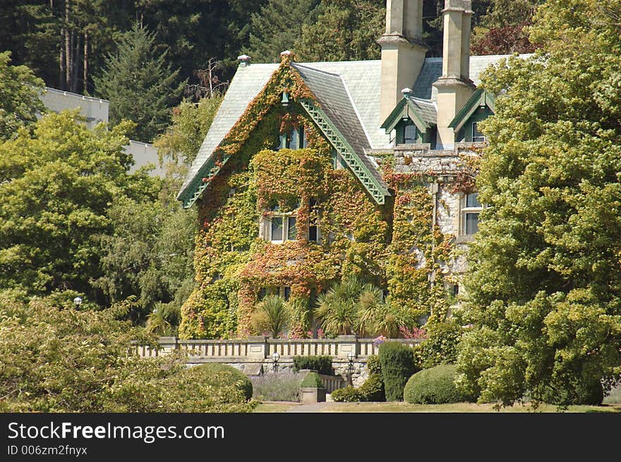 Canadian Flag flying on a castle. Canadian Flag flying on a castle