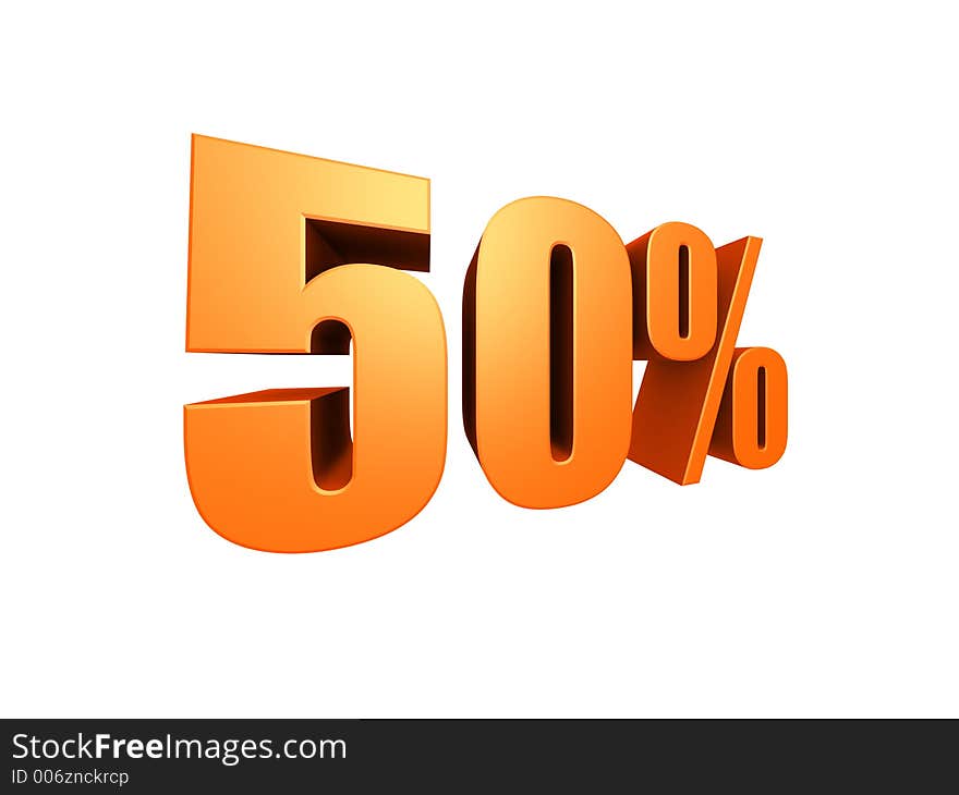 3d rendered orange numbers 50 %