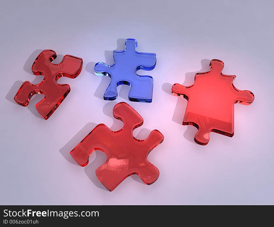 3d rendered glas puzzle parts. 3d rendered glas puzzle parts