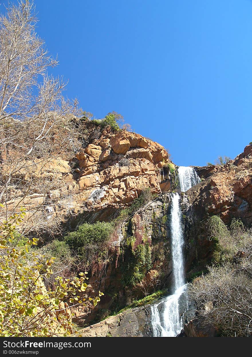 Rocky African Waterfall and Trees