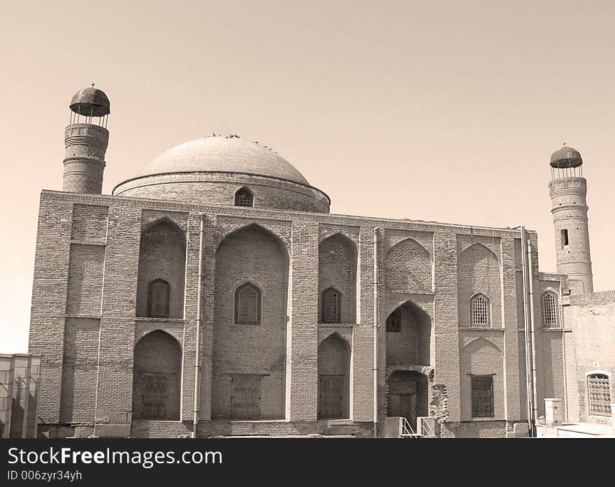 Persian ancient mosque in sepia tone. Persian ancient mosque in sepia tone