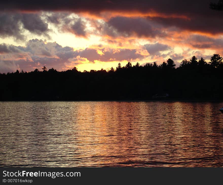 Sunset on St. Regis kanoe wilderness area, NY