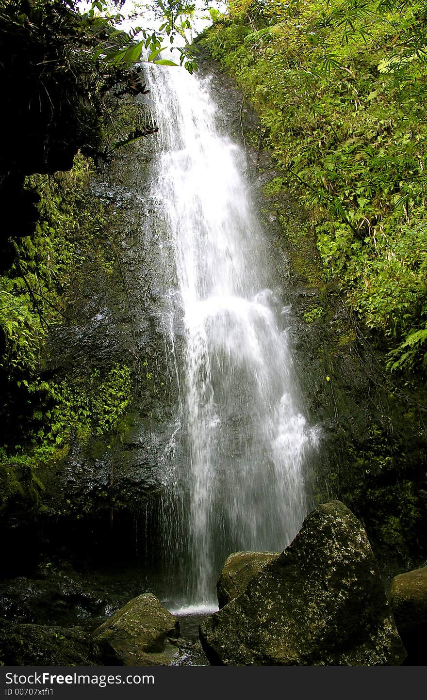 Tropical waterfall in Hawaii