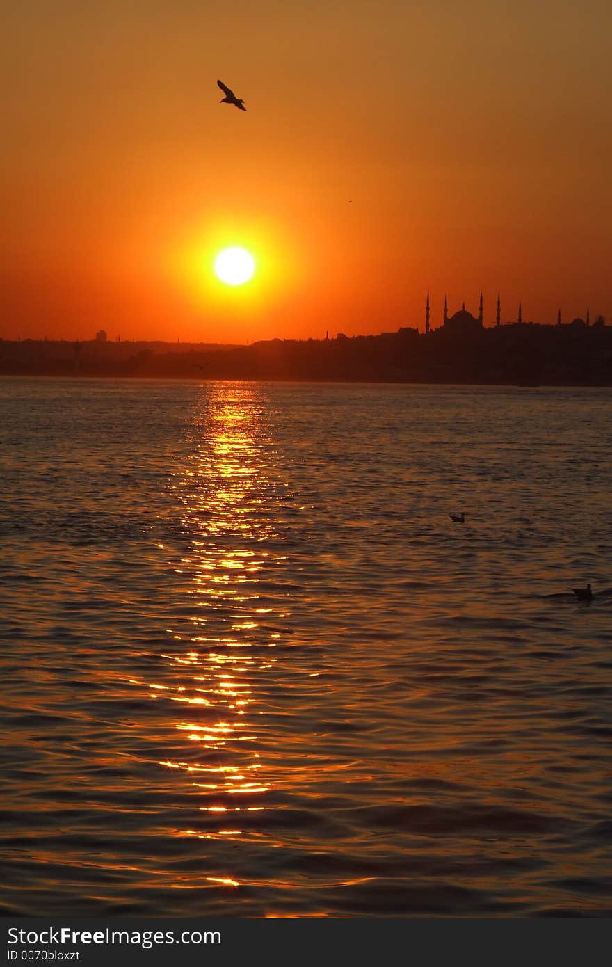 a sundown view of the Bosphorus in Istanbul