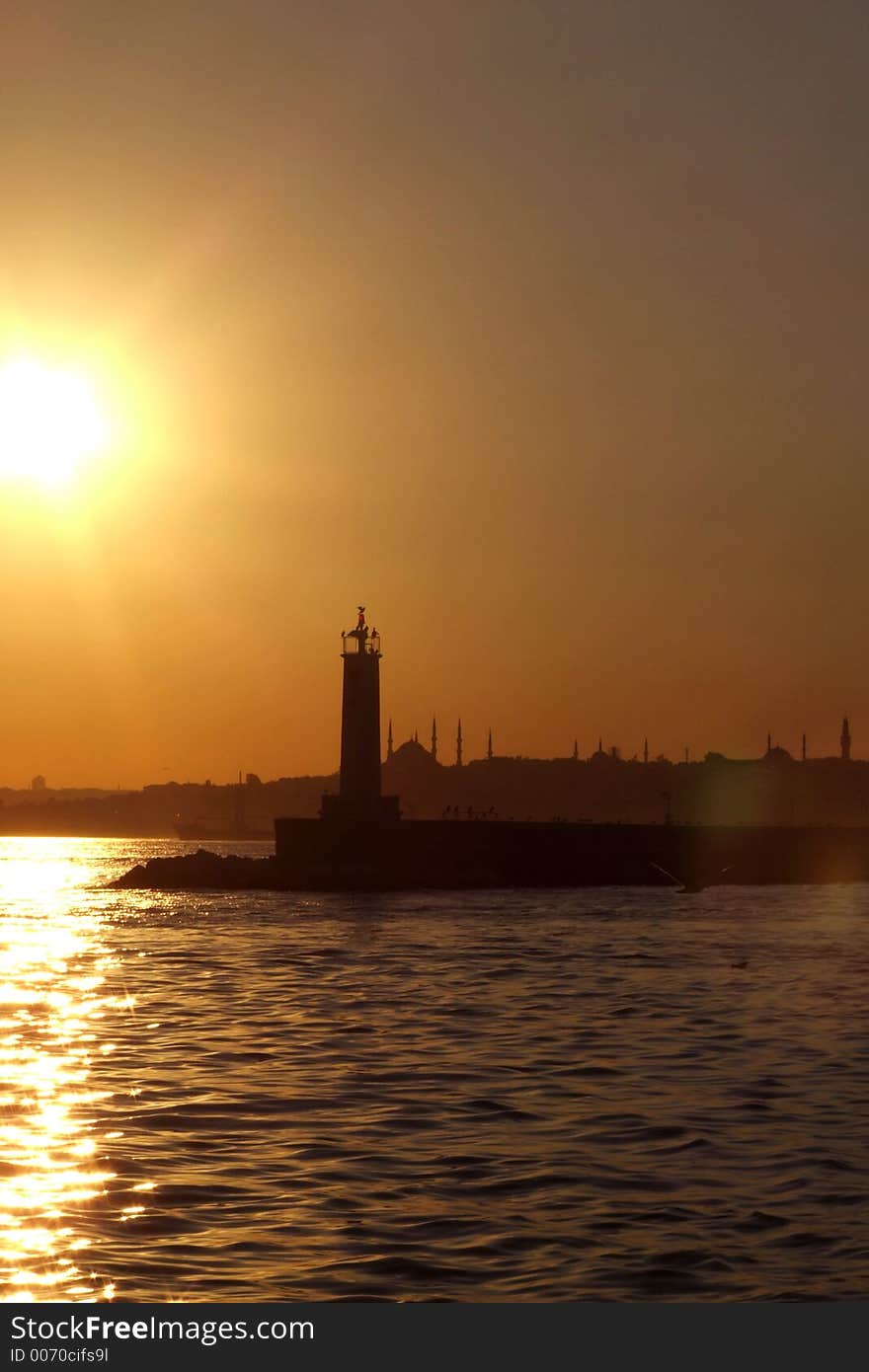 a sundown view of the Bosphorus in Istanbul