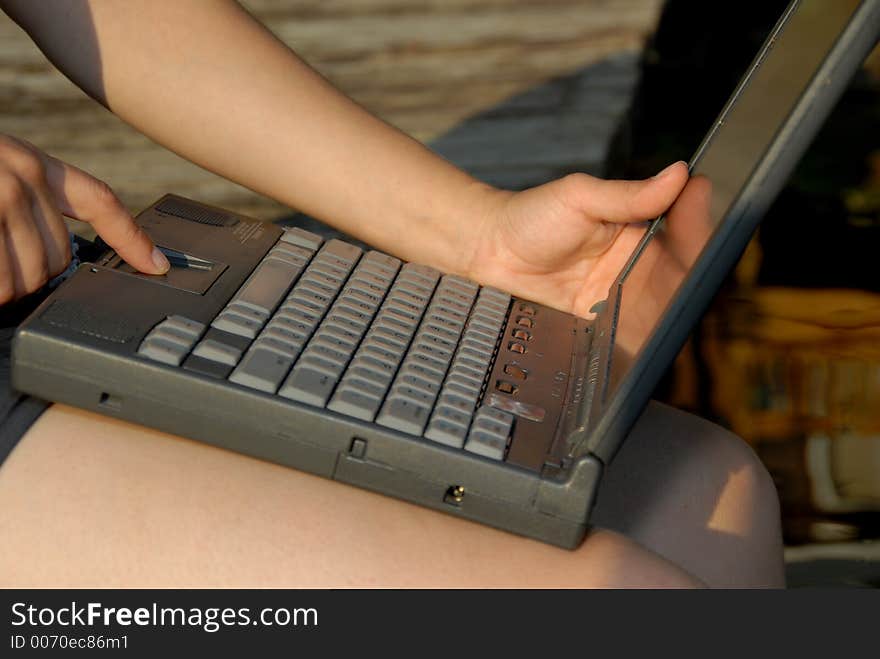 Woman working on laptop