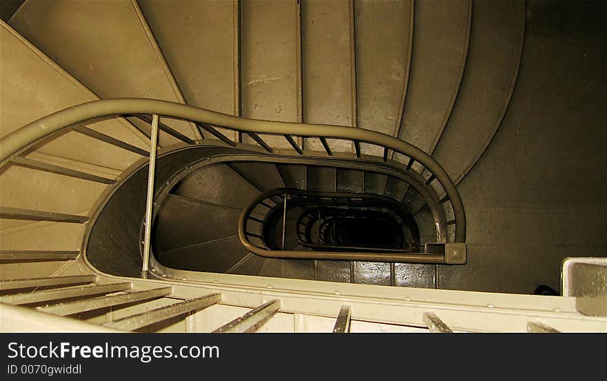 A spiral staicase in building in Manhattan. A spiral staicase in building in Manhattan