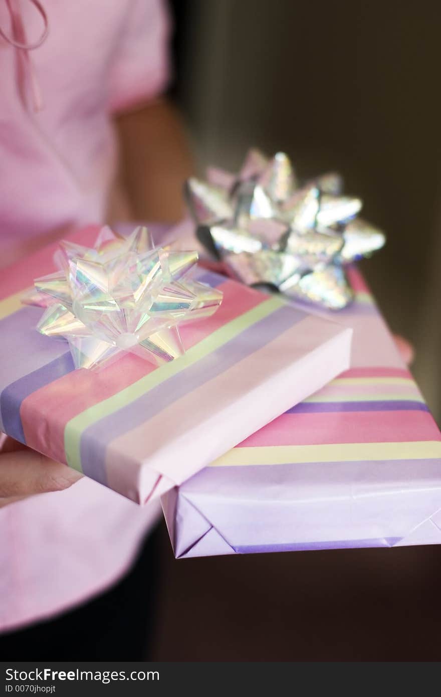 Woman Holds Presents