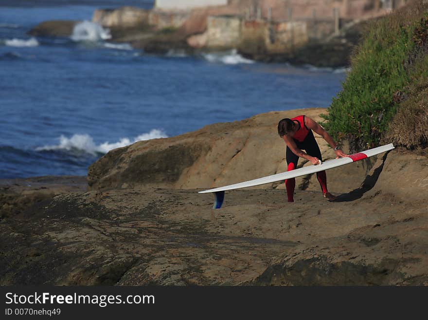 Waxing the Surfboard