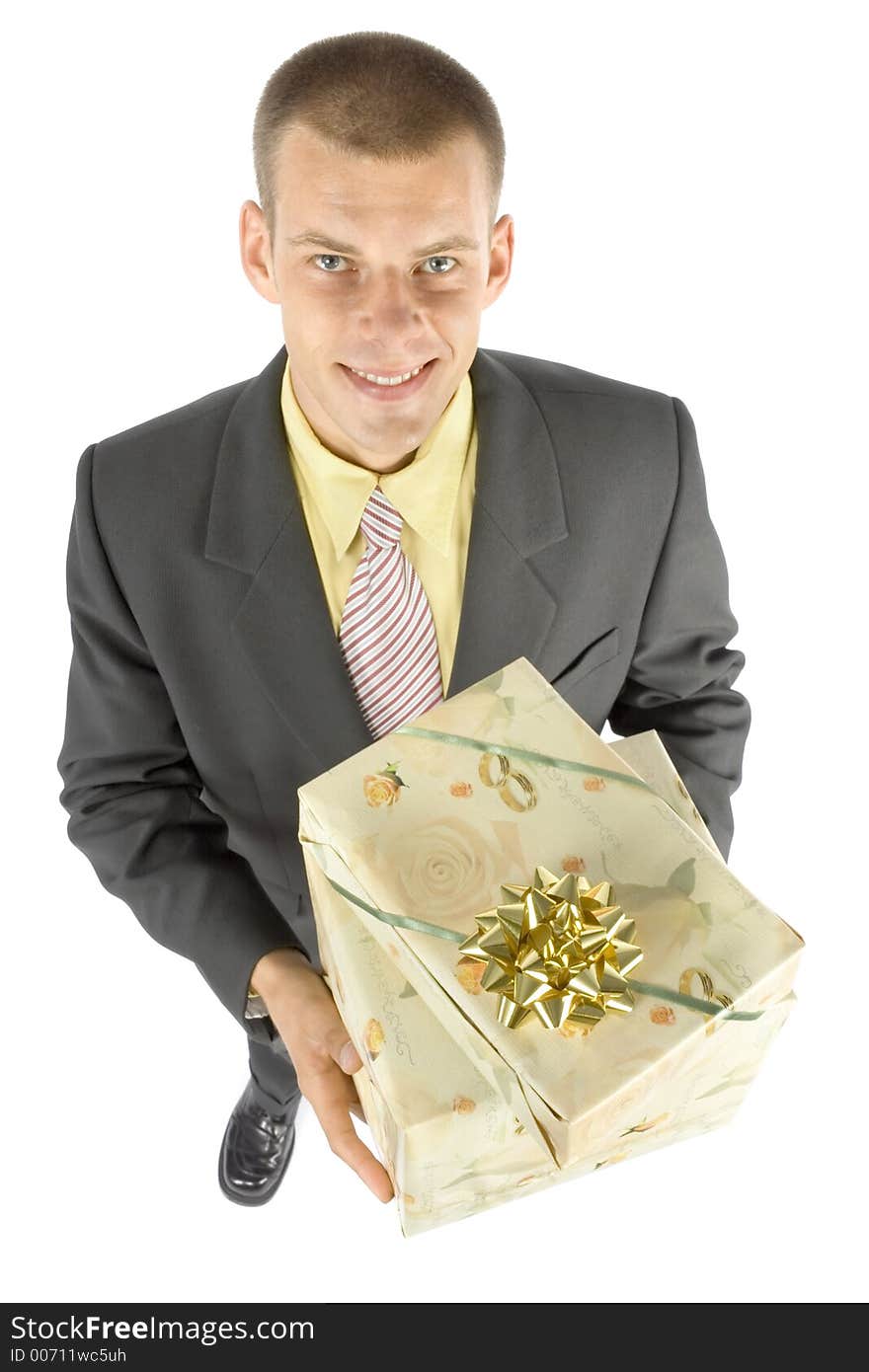 Isolated man with gifts