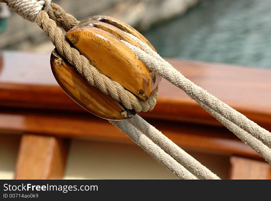 Tall ship's block and tackle