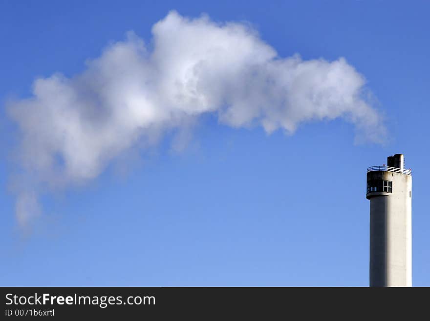 Chimney smoking away. Chimney smoking away