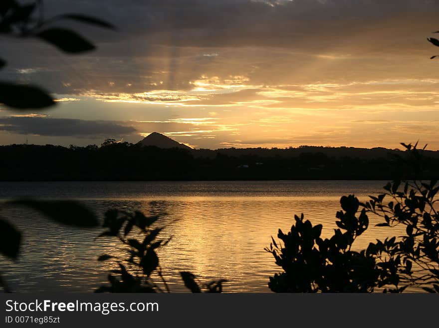 Sunset over noosaville lake. Sunset over noosaville lake