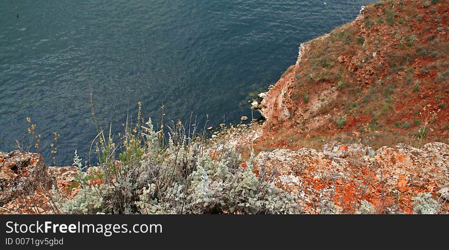 Rocky sea coast at the northern part of the Bulgarian Black sea shore. Rocky sea coast at the northern part of the Bulgarian Black sea shore