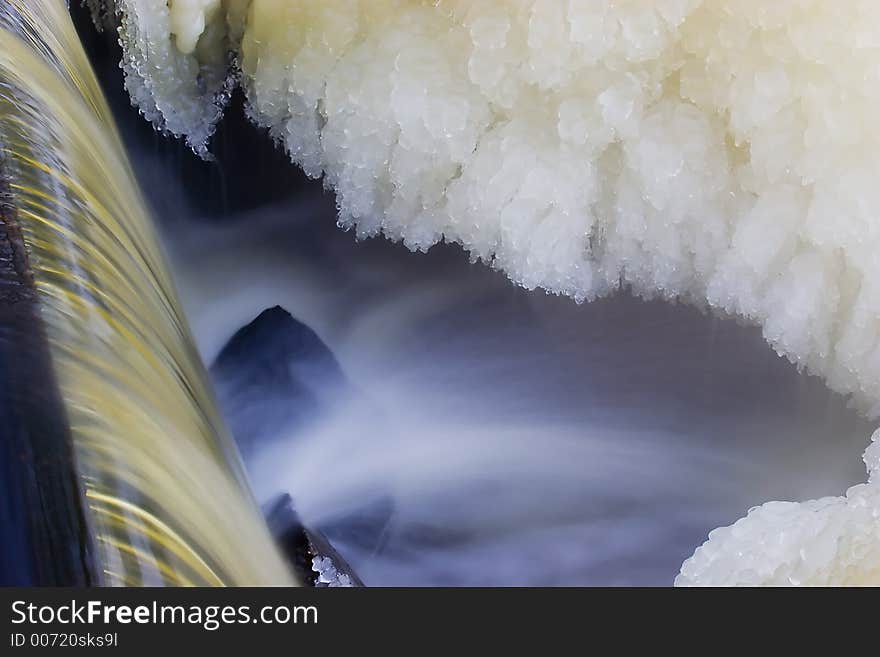 Frozen Waterfall and Ice around it