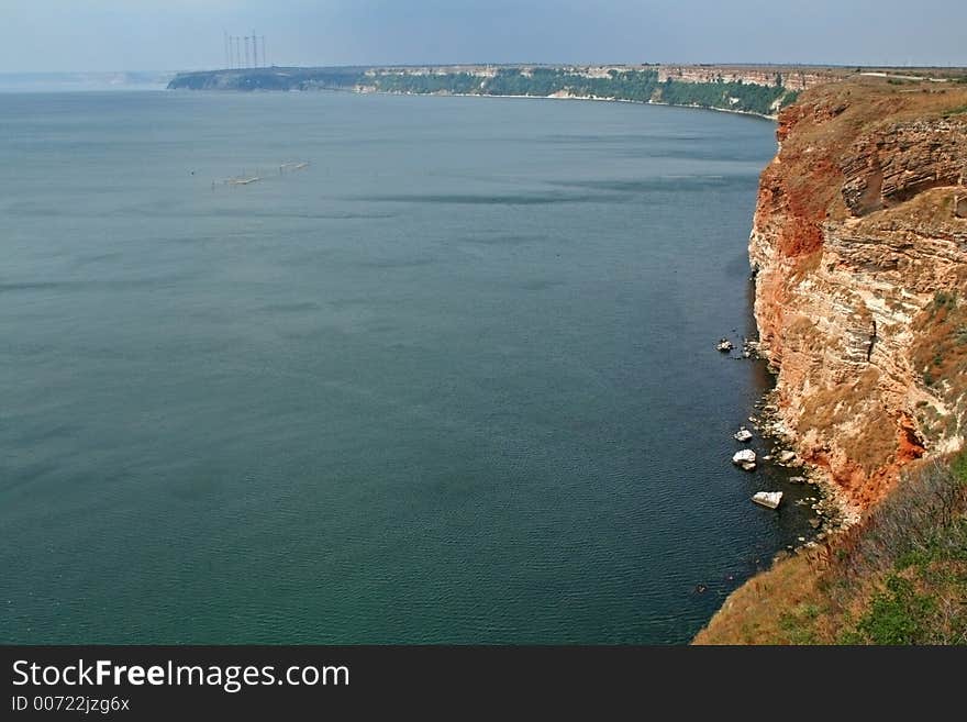 Rocky sea coast at the northern part of the Bulgarian Black sea shore. Rocky sea coast at the northern part of the Bulgarian Black sea shore