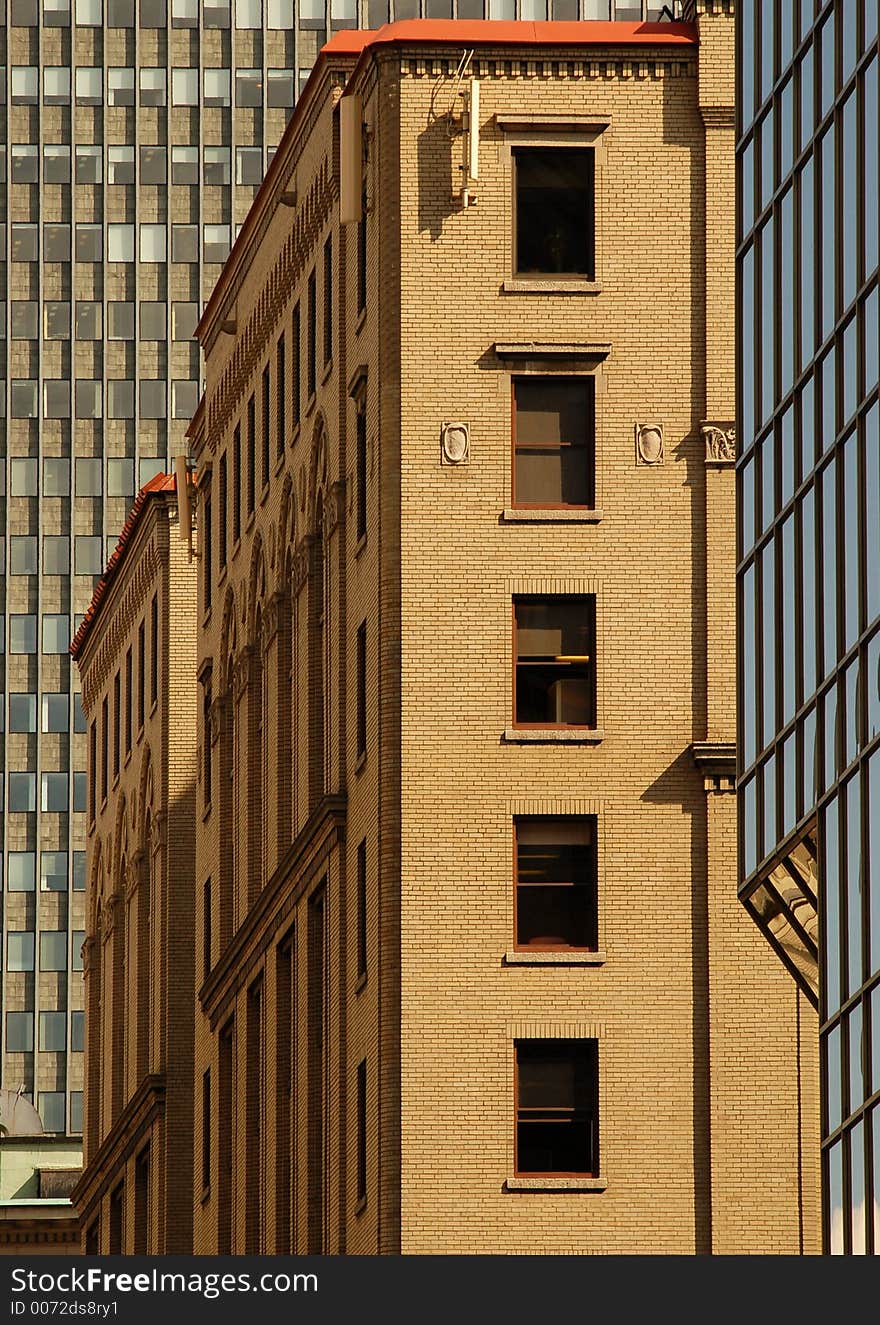 Three buildings but no sky, Montreal, Canada.