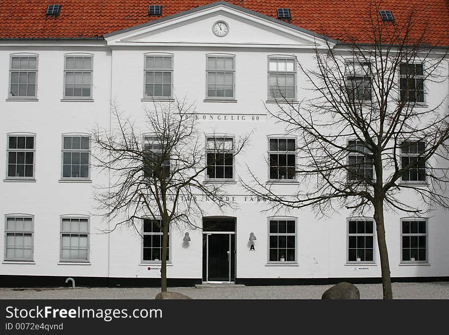 WHITE large house   in denmark a sunny summer day. WHITE large house   in denmark a sunny summer day