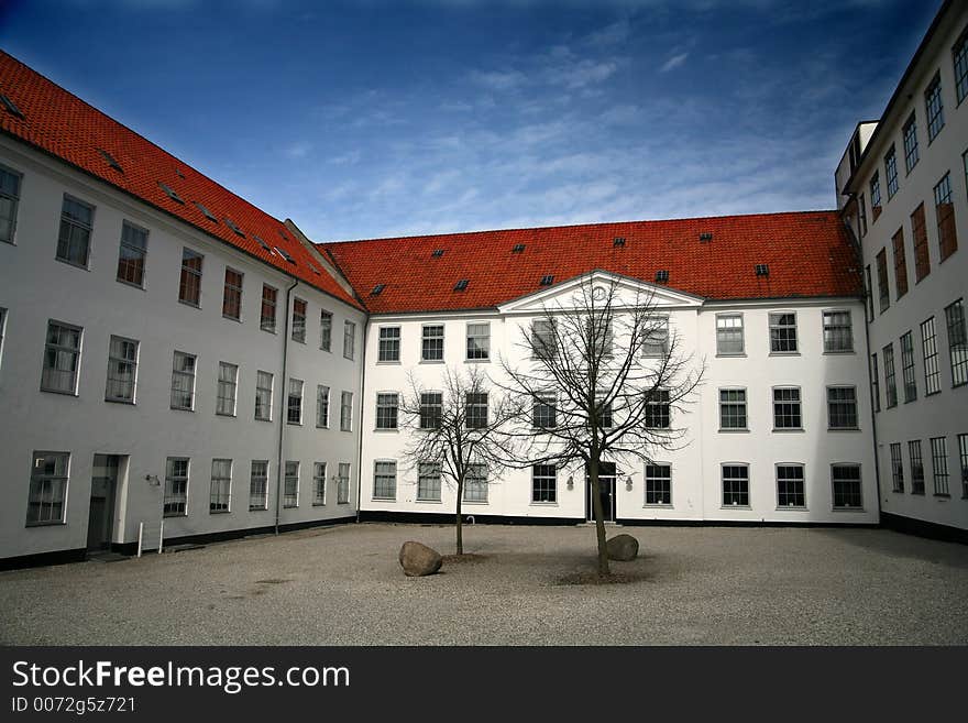 WHITE large house in denmark a sunny summer day. WHITE large house in denmark a sunny summer day