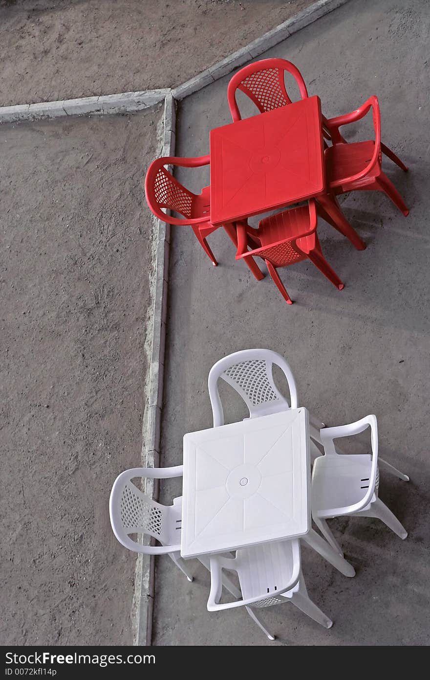 Tables in street cafe