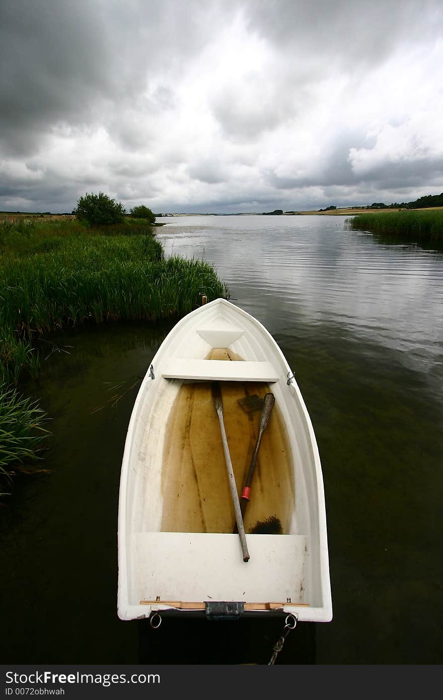 Fishing boat on a lake in denmark