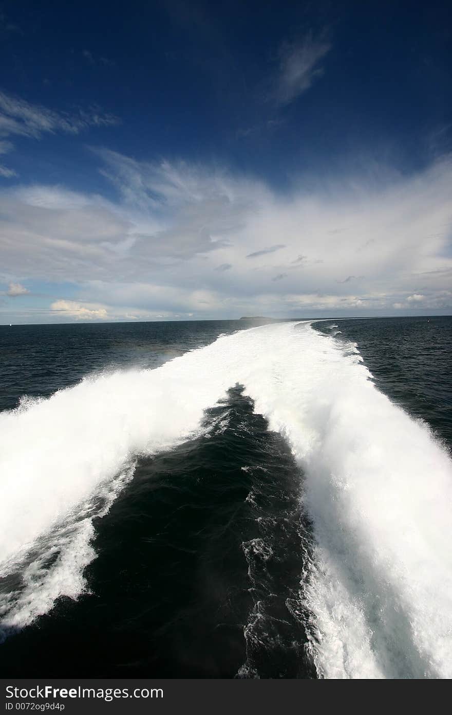 Water shot behind a high speed ferry. Water shot behind a high speed ferry