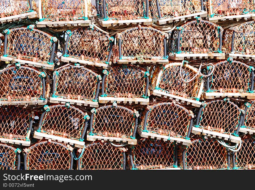 Rows of lobster pots