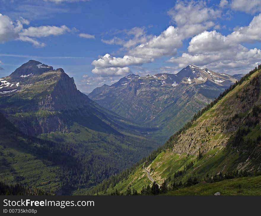 This image of the McDonald Creek Valley was taken from a trail in Glacier National Park. This image of the McDonald Creek Valley was taken from a trail in Glacier National Park.