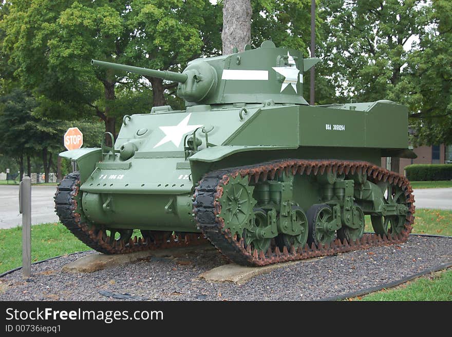 Light tank located on the grounds of the Old Vets Home in Quincy,  IL.