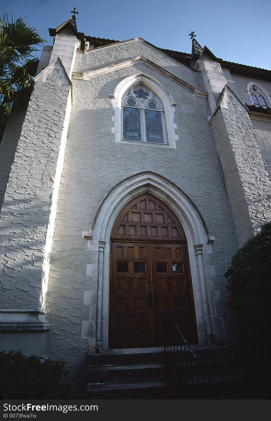 Church door and window detail from Orlando, Florida