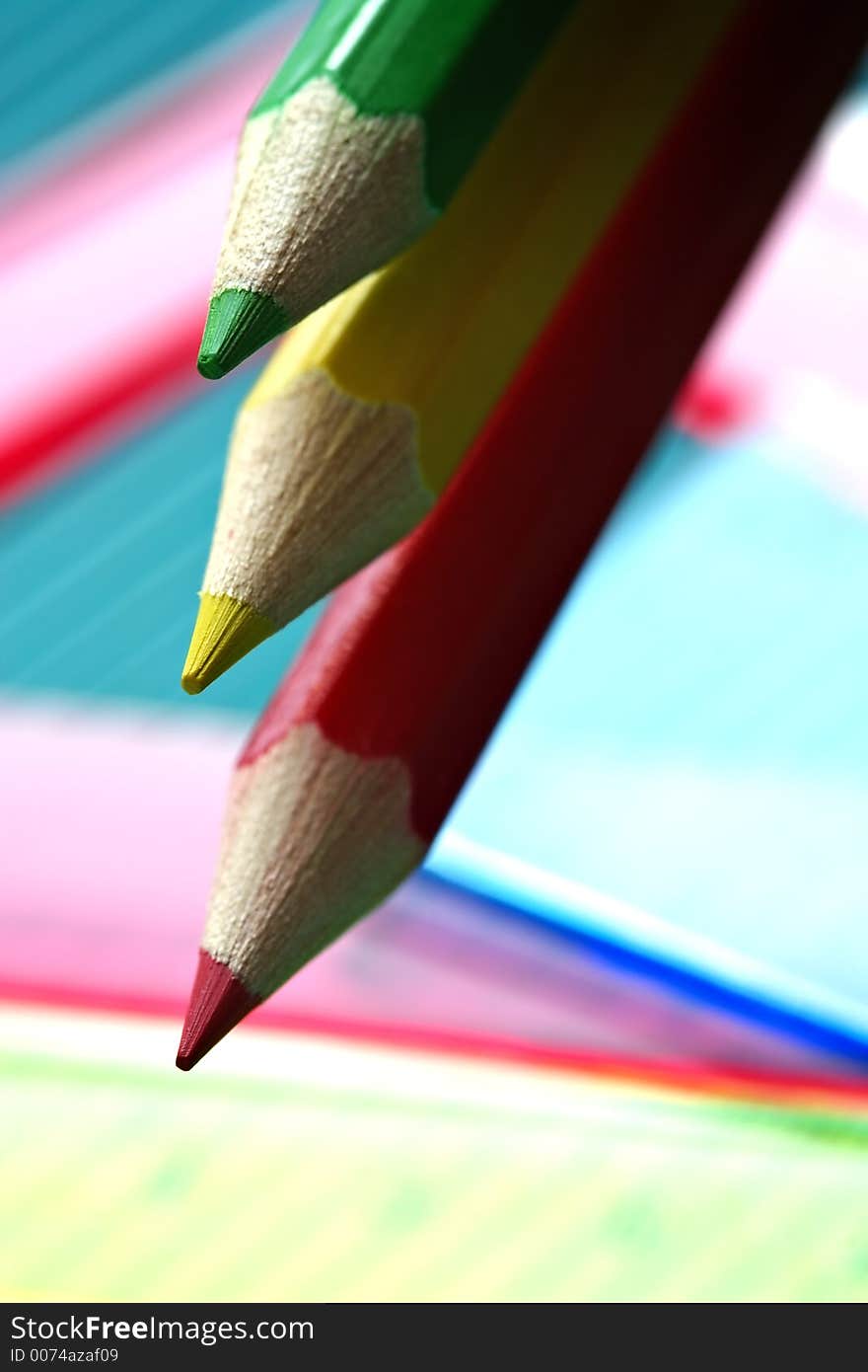 Set of color pencils and rulers. Set of color pencils and rulers