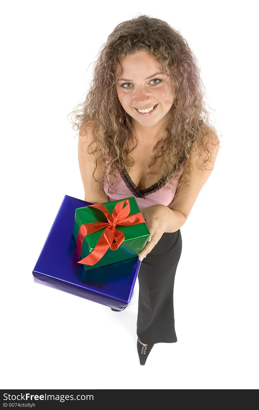 Isolated woman with gifts