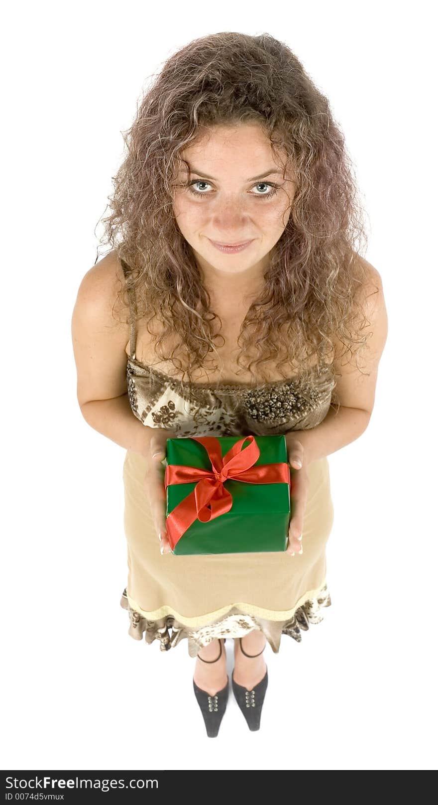 Isolated woman with gift