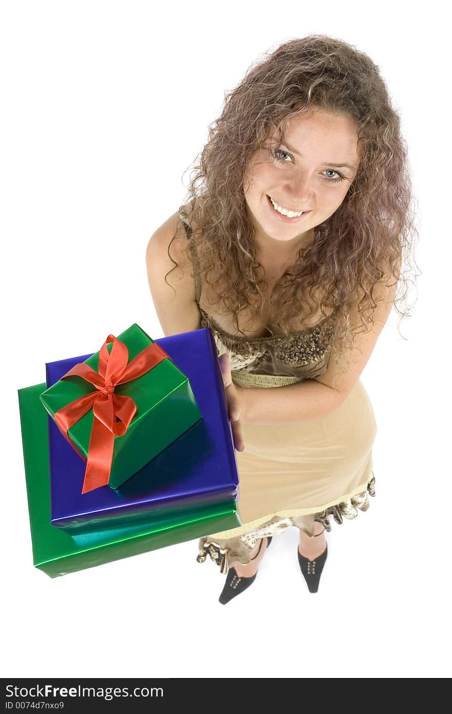 Isolated woman with gifts