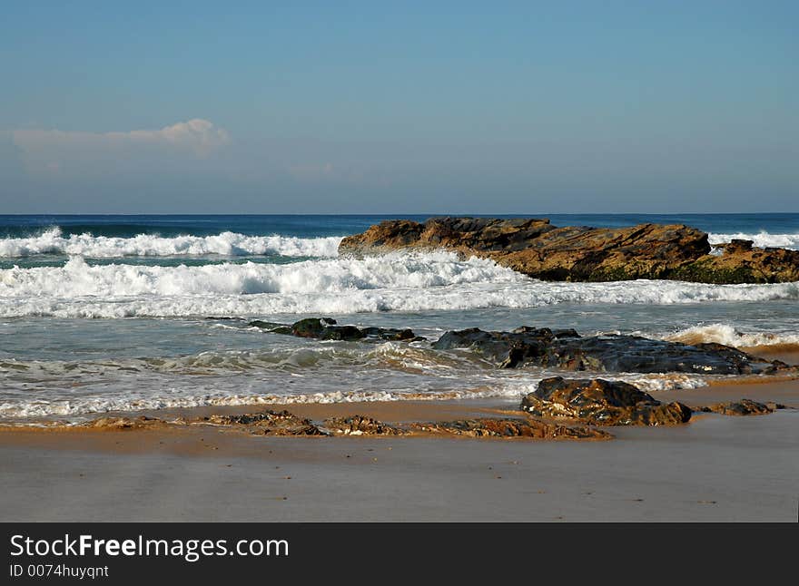 Waves rolling in on an Australian beach. Waves rolling in on an Australian beach.