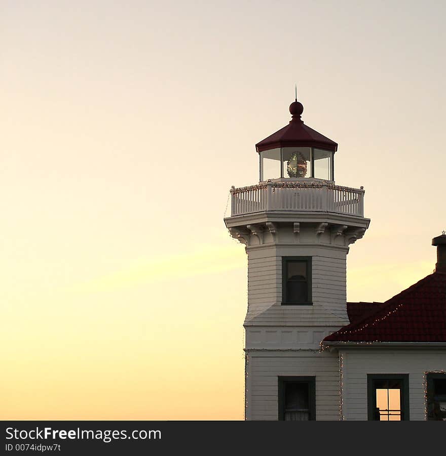 A lighthouse in dusk