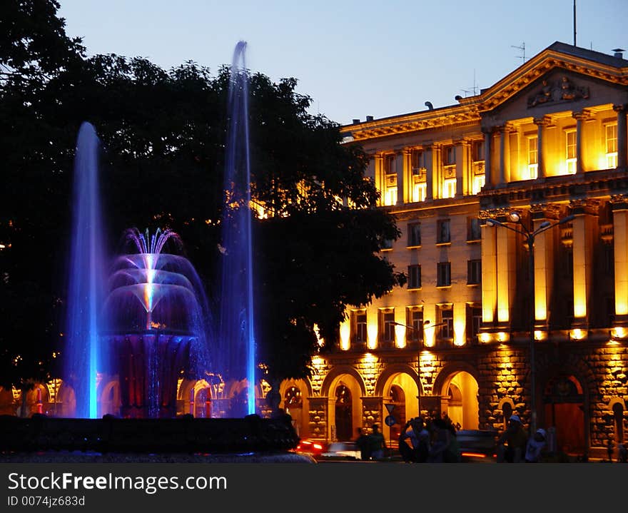 Fountain in evening