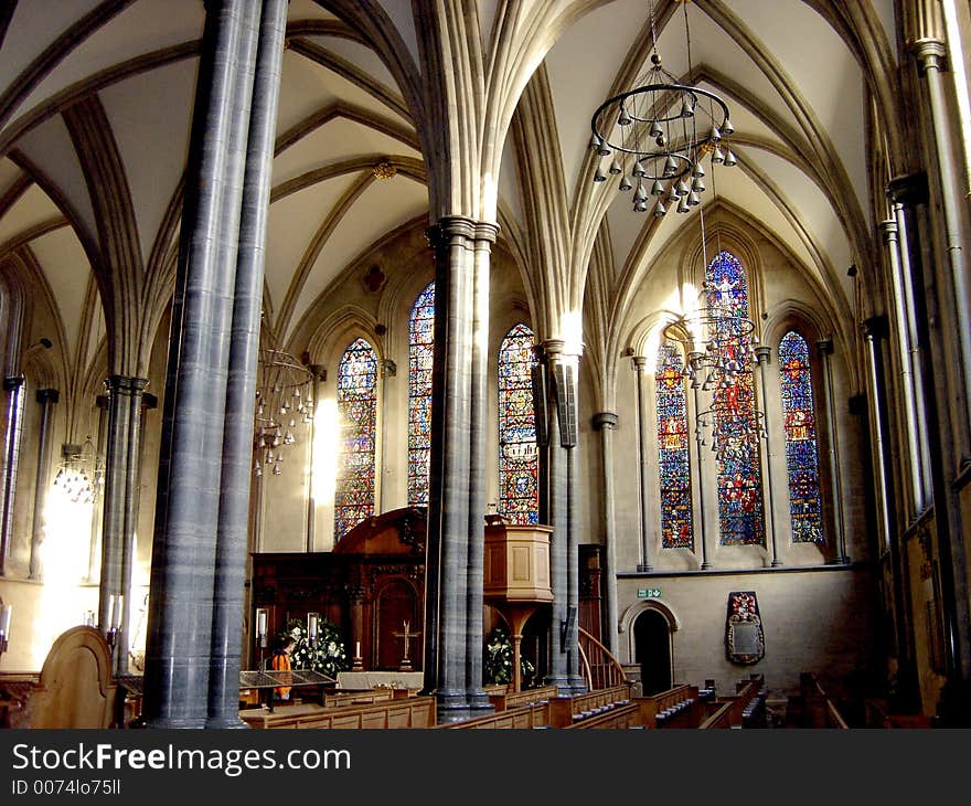 A photograph of Temple Chruch in England, dating back to the 12th century. A photograph of Temple Chruch in England, dating back to the 12th century