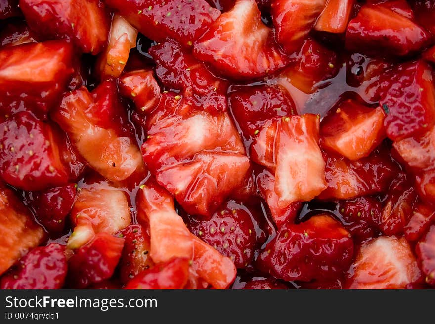 Mashed strawberries for a dessert