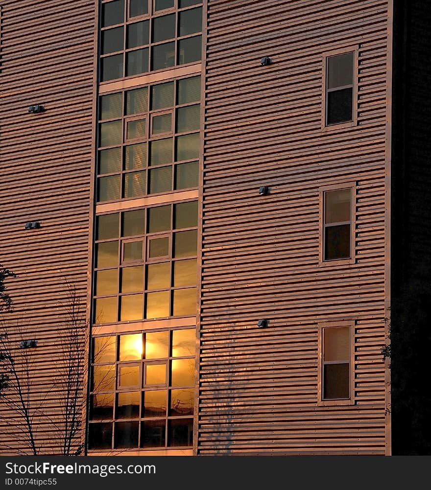 Reflection of Sunrise on Modern Building. Reflection of Sunrise on Modern Building