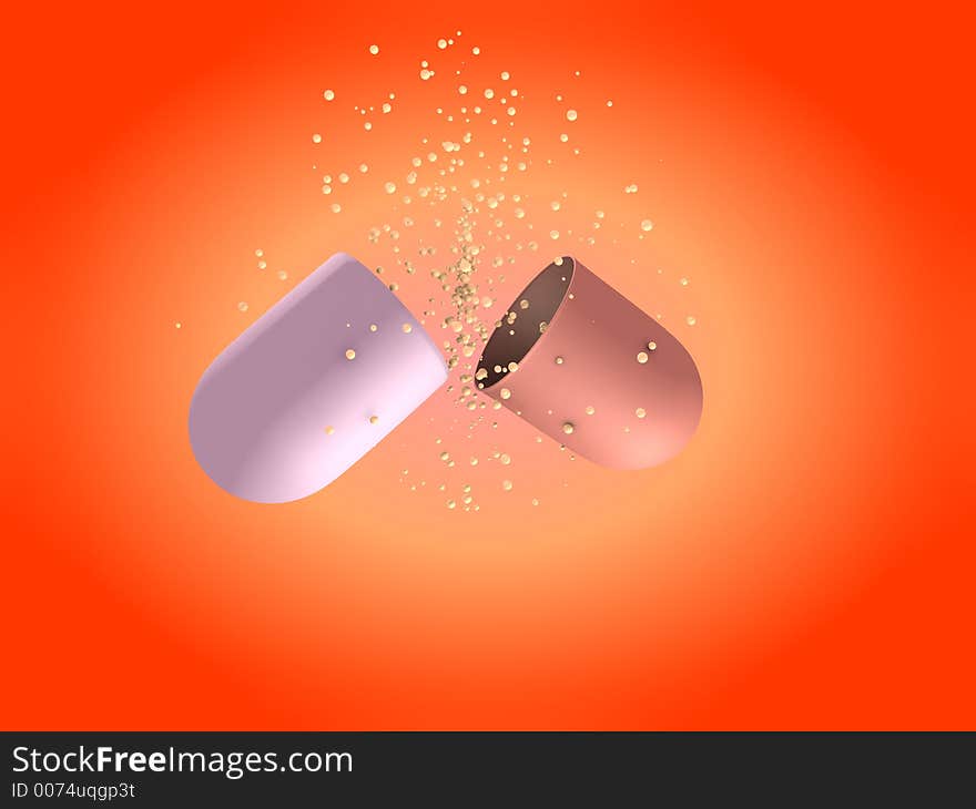 A 3d rendering of an open capsule