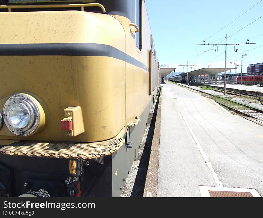 Locomotive on a station. Locomotive on a station