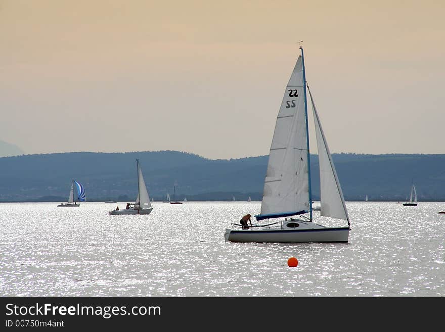 Boats on a lake in Austria, Europe. Boats on a lake in Austria, Europe