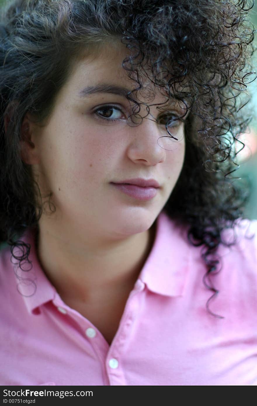 Girl with curly hair