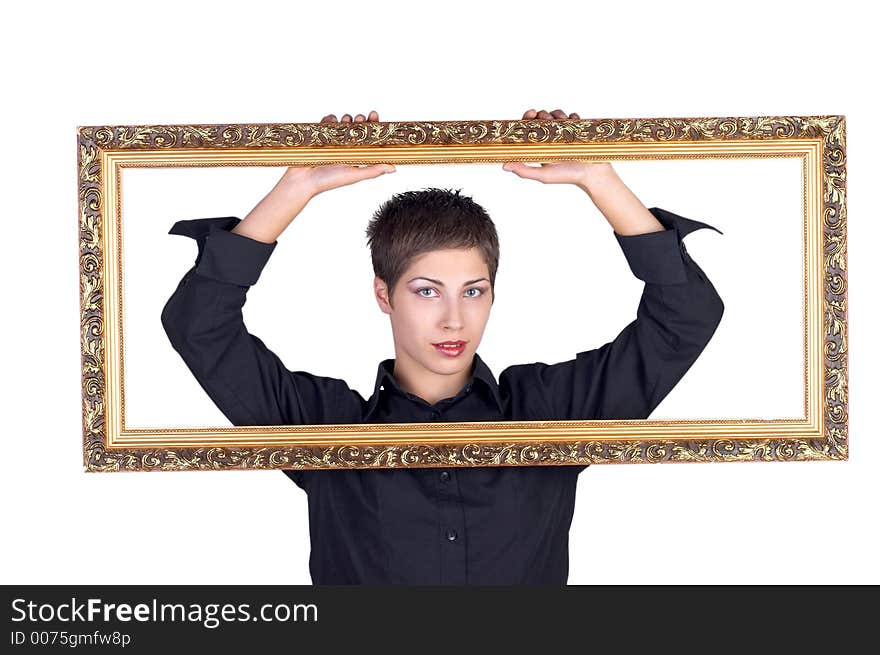 Portrait of a girl with frame. Portrait of a girl with frame